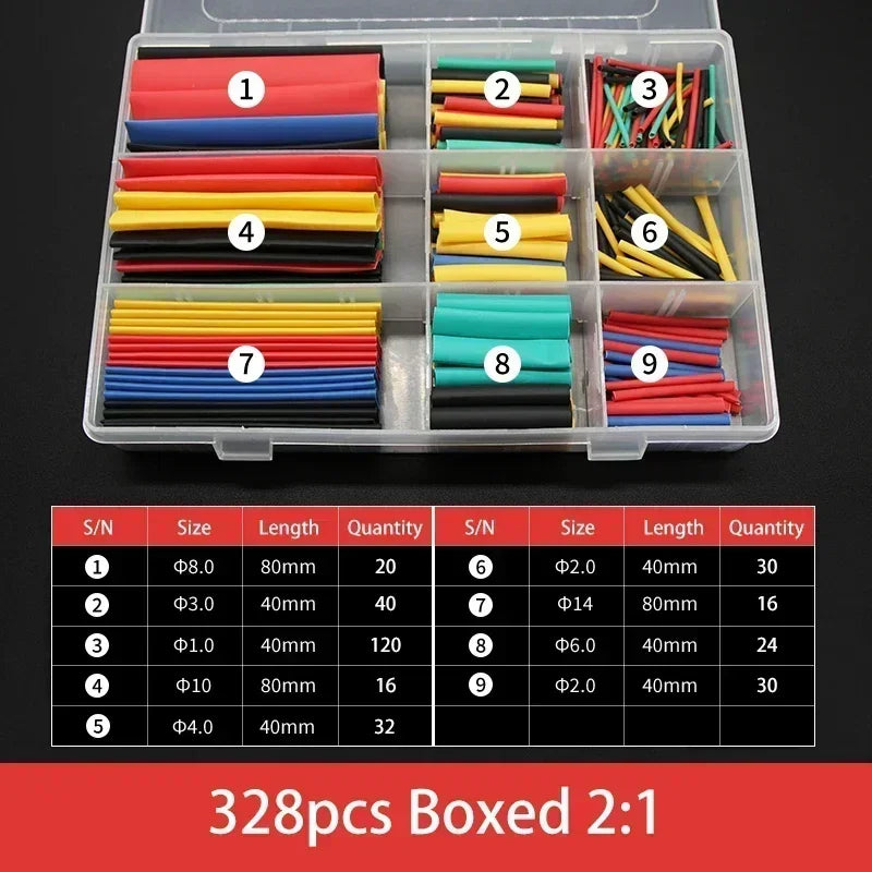 Heat Shrink Tube Kit Thermoresistant 2:1 Shrinkage Tubing Wire Wrapping Electrical Connection Cable Insulation Sleeved Protecter