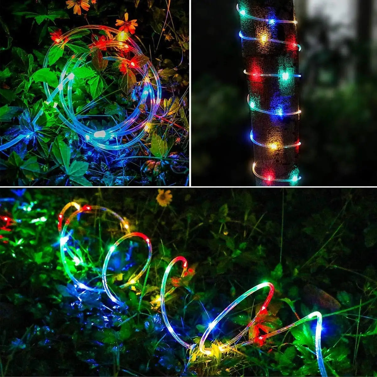 Solar String Lights Outdoor Waterproof LED Strip Rope Tube Lamp Christmas Fairy Garland String Lights for Garden Tree Yard Fence