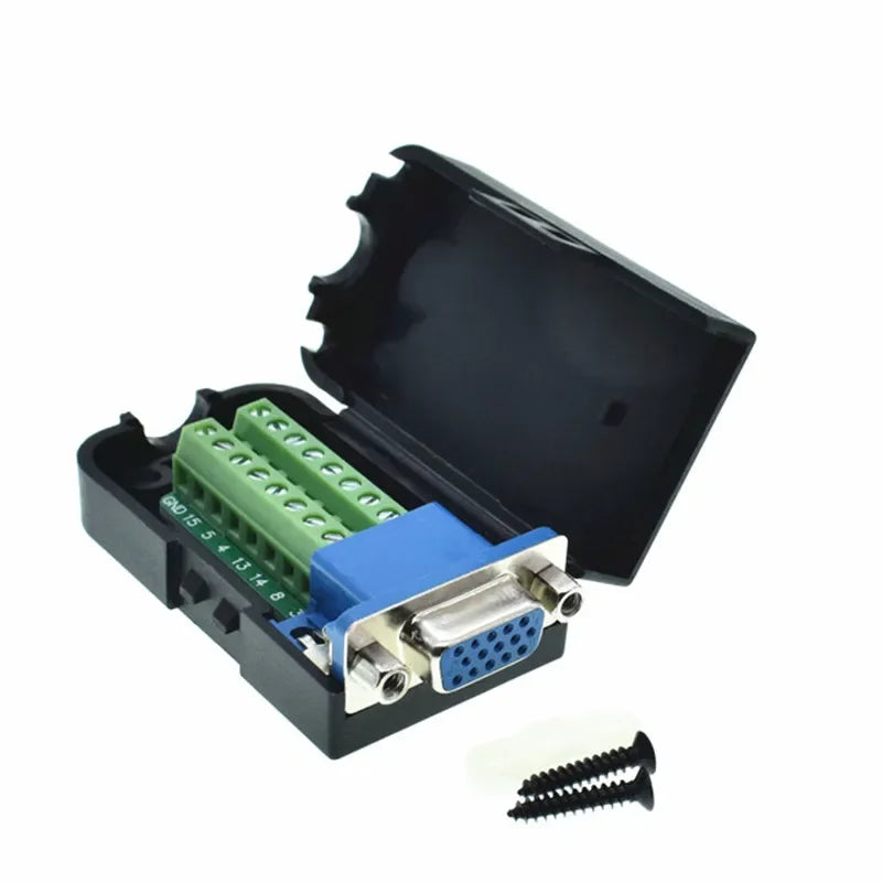 D-SUB DB15 VGA Male/Female 3 Rows 15 Pin Plug Breakout Terminals Screw Type DIY Connector