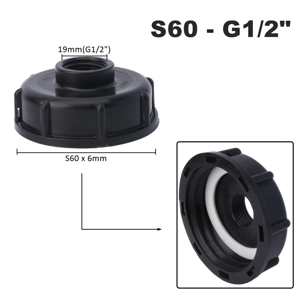 1000 Liter IBC Tank Adapter S60 x 1/2" 3/4' 1" 1.5 2" S100 Thread Connector Ton Barrel Joints IBC Tank Fitting