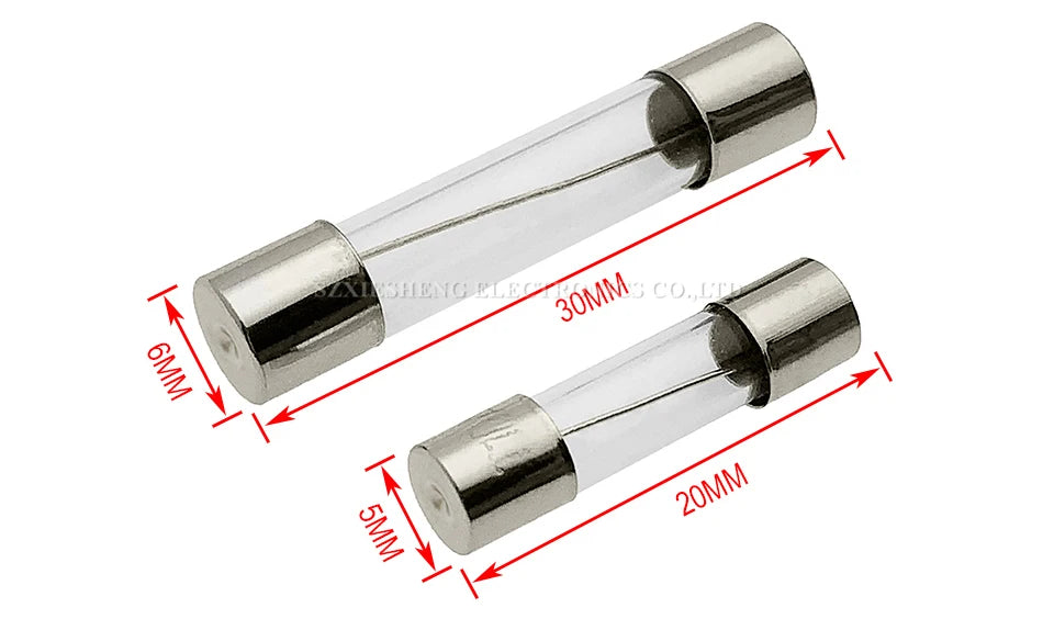 10PCS 5*20/6*30MM Fast Blow Glass Tube Fuse F0.1A 0.2A 0.5A 1A 1.5A 2A 2.5A 3.15A 4A 5A 6.3A 7A 8A 10A 12A 15A 20A 25A 30A 250V