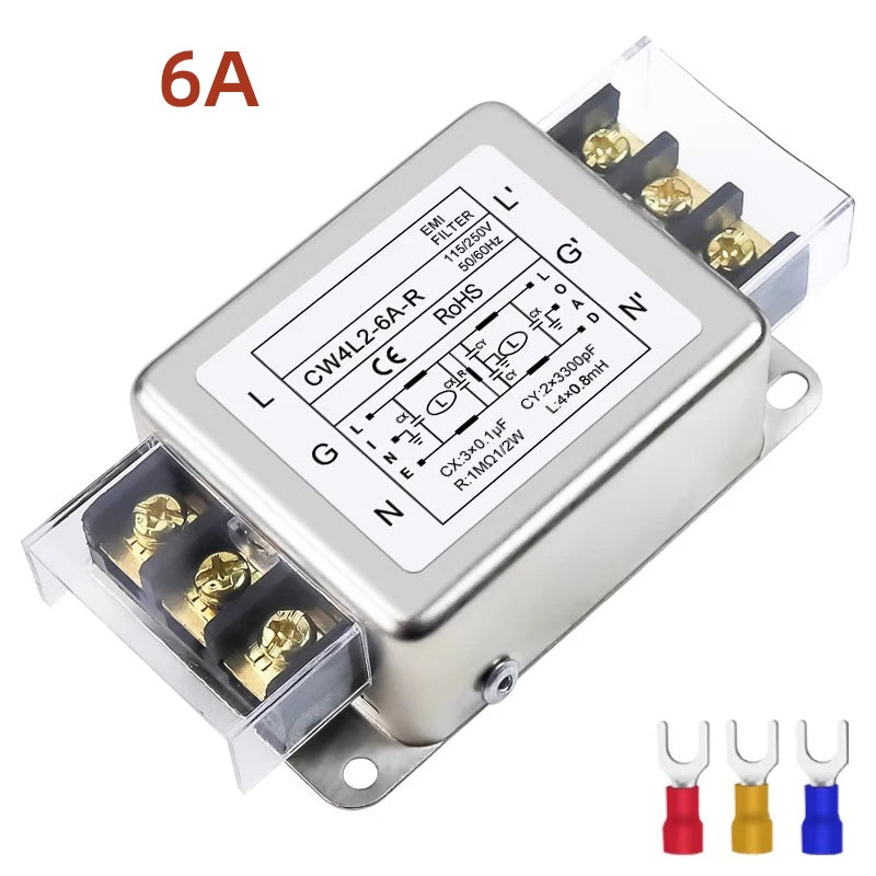 Power filter module CW4L2-20A 3A 6A 10A 20A power filter terminal type bipolar guide terminal block 220v AC EMI power supply ant