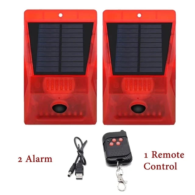 New Solar Infrared Motion Sensor Detector Waterproof 129dB Loud Remote Control Siren Security Alarm System For Home Yard Outdoor