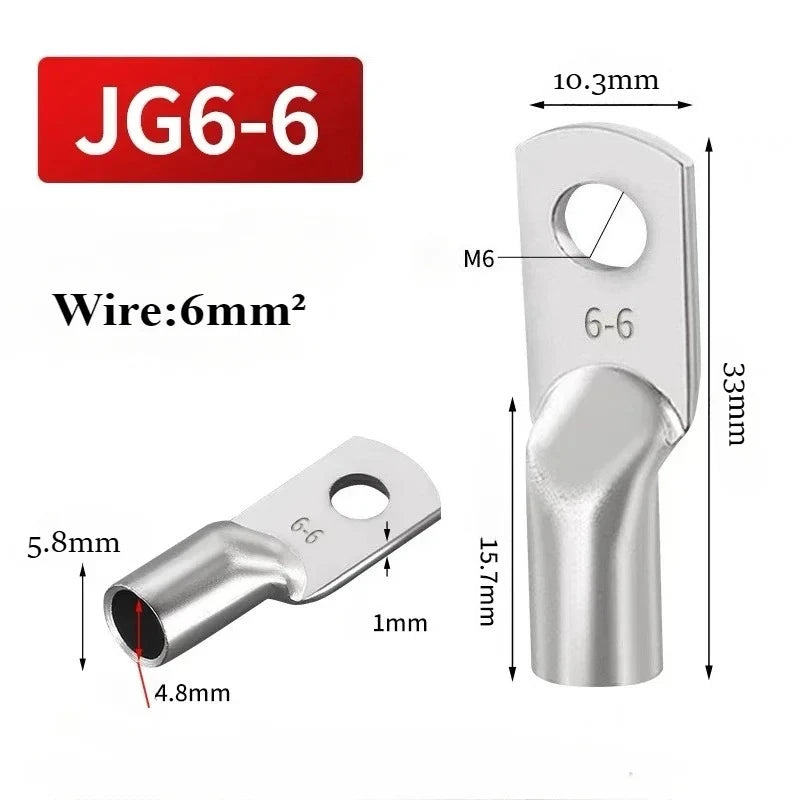 JG Copper Terminal Crimp Terminal Ring Lug Tin Plated Terminal For Connection Electric Cable Power M6 M8 M10 M12 Solid Connector