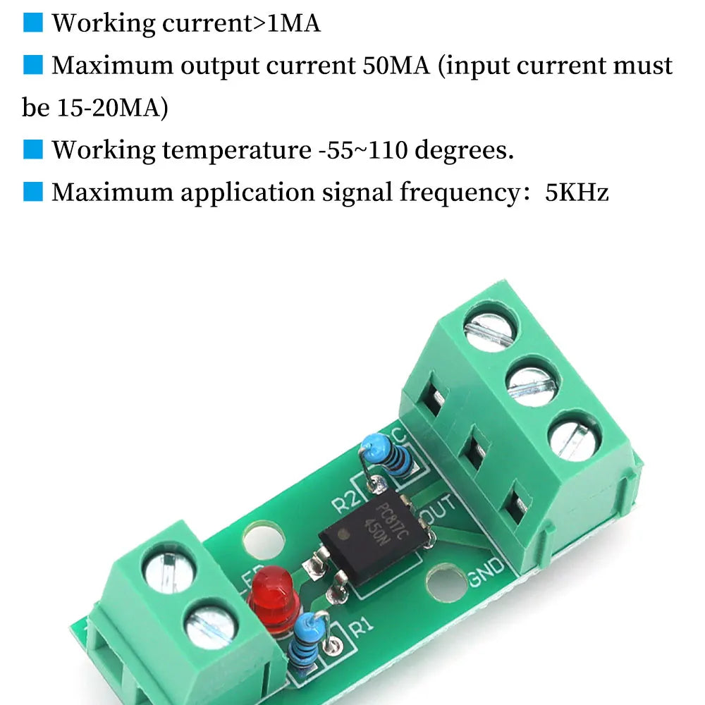 1/5/10PCS 1Channel Way Optocoupler Isolation Module PC817 3V-5V 12V 24V Photoelectric Isolator Rail Holder PLC Drive Motor Board