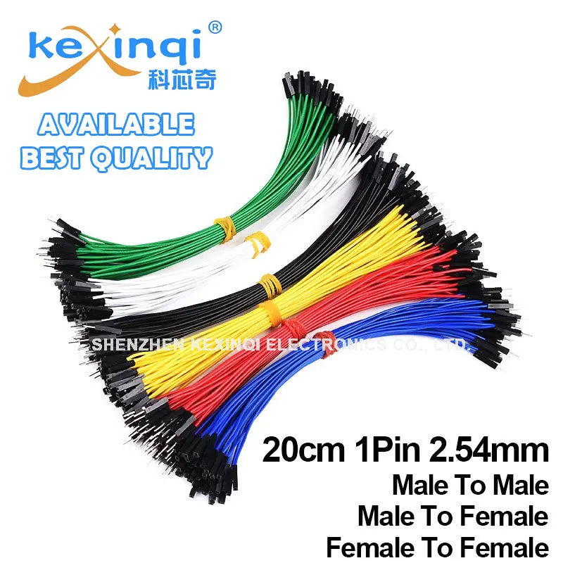 10pcs 1Pin Dupont Jumper Wire Line 20cm 2.54mm Male Female Electronic Cable For Arduino DIY Red Yellow Green Yellow Blue Black