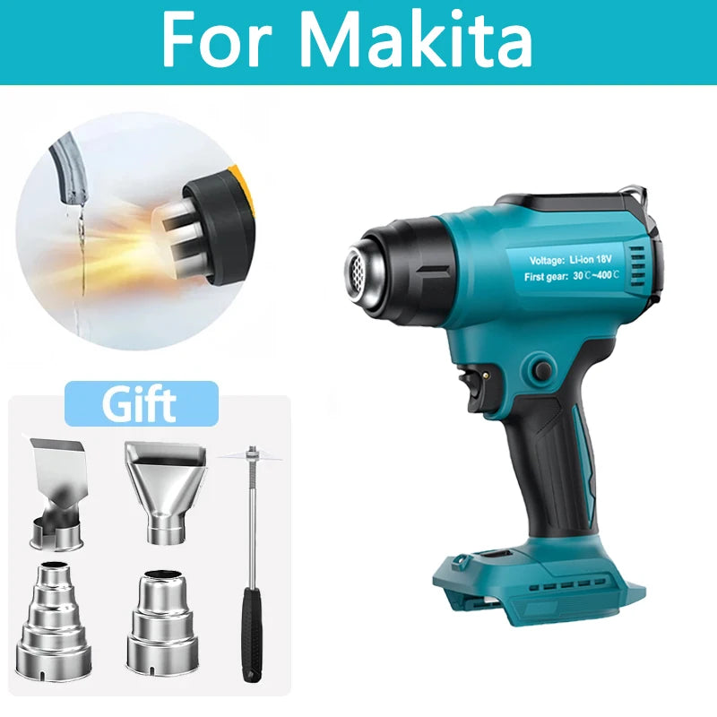 For Makita 18v Battery Cordless Heat Gun 18V Battery Adjustable Temperature 122℉-1022℉ Battery Heat Shrink Gun