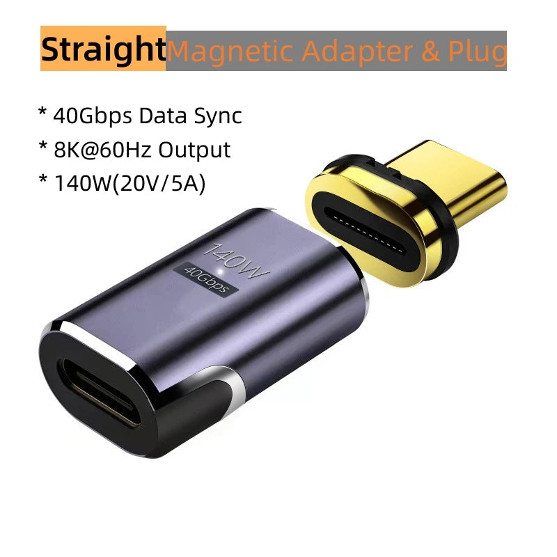 USB4.0 Thunderbolt3 Magnetic USB C To Type C Adapter 140W 40Gbps Fast Charging Magnet Charge Converter Cable 8K@60Hz USB-C Adapt