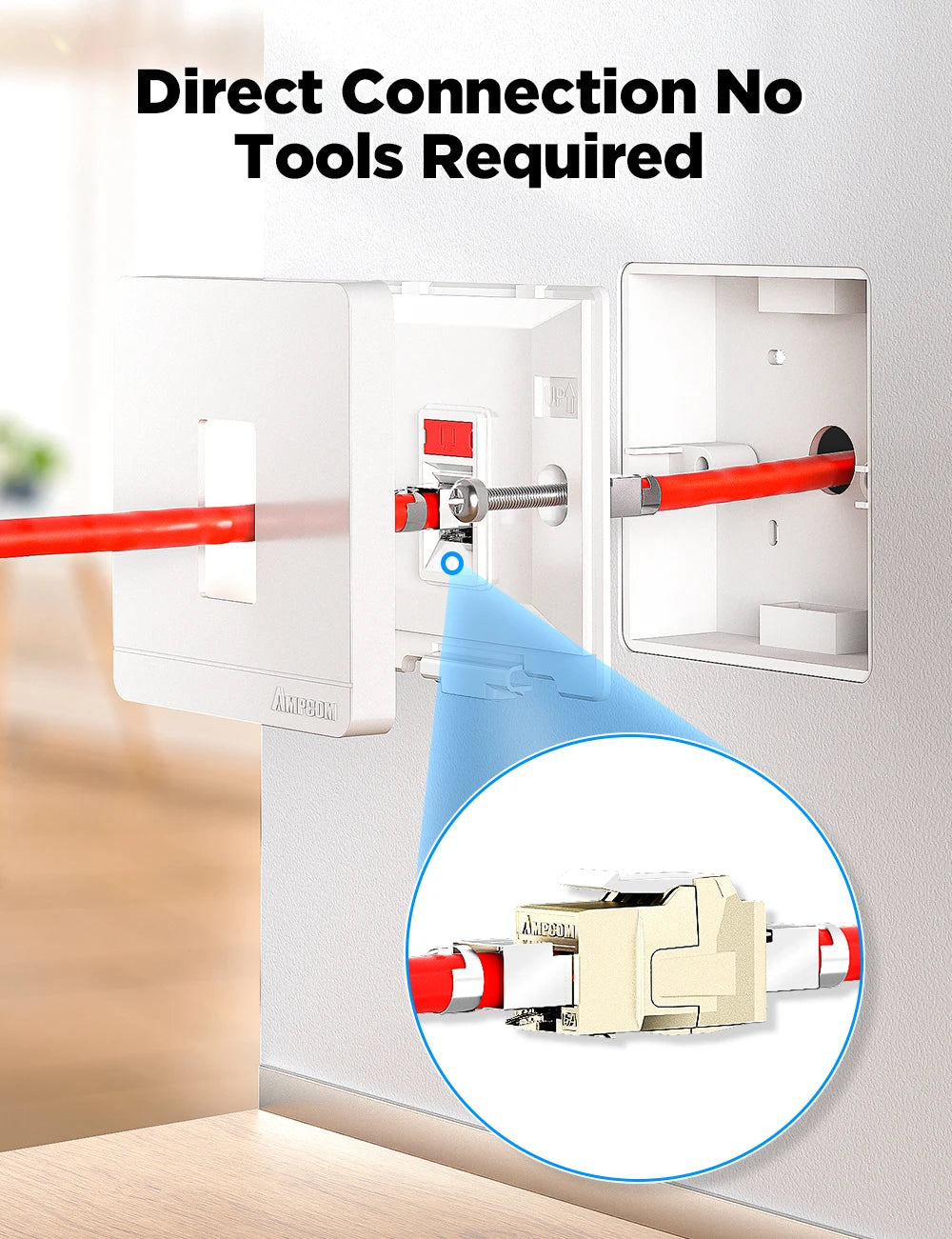 AMPCOM CAT7 RJ45 Inline Coupler Keystone Jack, CAT6A CAT6 Full Zinc-Alloy Shielded STP Feed-Through RJ45 Jacks Female to Female