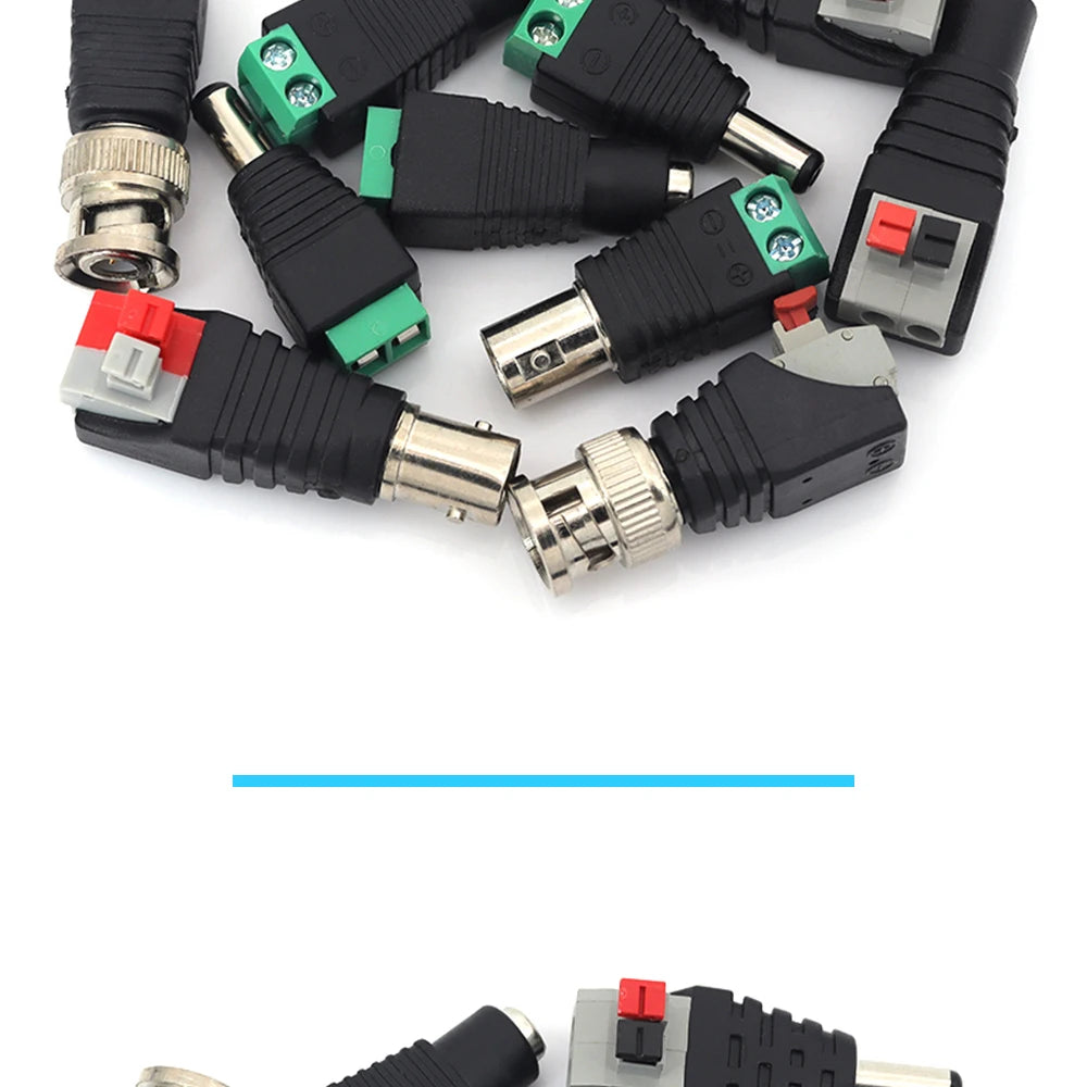 2PCS DC 12V Male Female BNC Connectors 5.5*2.1mm/2.5mm Welding-Free Power DC Plug Adapter Jack Sockets For LED Strip CCTV Camera