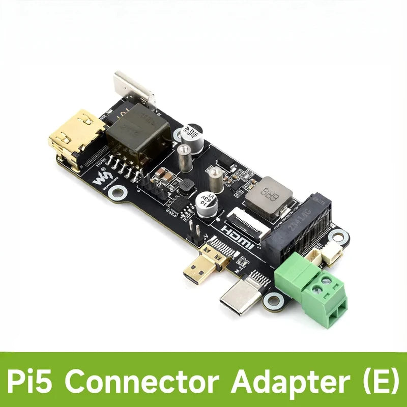 Raspberry Pi 5 Multi Functional ETH POE Power Adapter Board PCIe To.2 NVMe SSD Pi5 Connector Adapter (E)