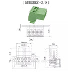 5Sets Solderless Docking Type 15EDG 3.81MM Screw Terminal Block Connector PCB Plug-in Type 15EDGRKC 3.81 Green Terminal Block
