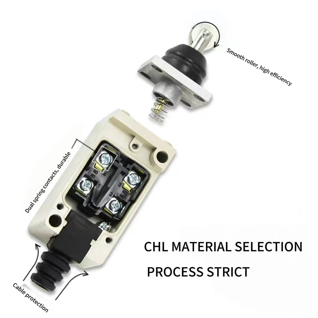 CNTD CHL-5200 Industrial Limit Switch Roller Plunger 6A 250V AC IP65 Heavy Duty Waterproof for Automation Machinery