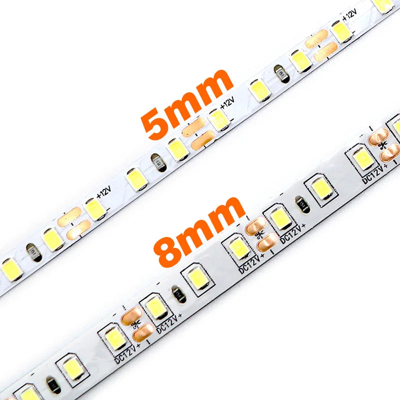 5mm 8mm LED Strip 2835 DC24V 12V 120LEDs/m Home Lamp Strips Red Ice Blue Yellow Orange Pink Flexible And Cuttable Soft Lamp Bar