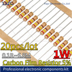 100pcs 1W Carbon Film Resistor 0.1R~6.8M 5% 1R 10R 100R 220R 330R 470R 1K 2.2K 4.7K 10K 22K 47K 100K 1M 10R 100 220 330 470 ohm