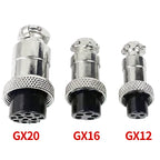 GX12 GX16 GX20 Aviation Connector 2 3 4 5 6 7 8 9 10 12 Pin Male Female Circular Metal Cable Plug Panel Mount Socket Industrial