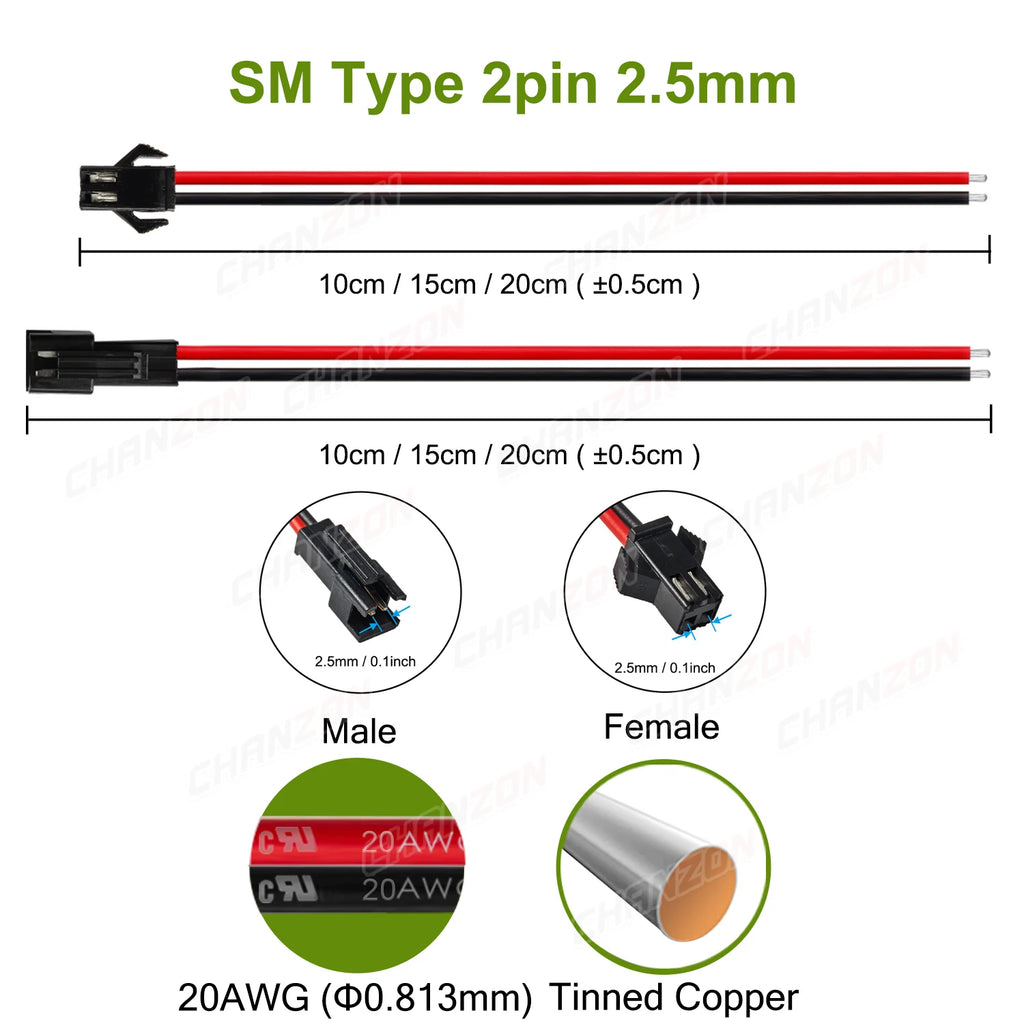SM XH PH 2.54mm 1.25mm JST Connector Cable for 2 Pin Balance Adapter XH2.54 2.54 1.25 2Pin 2P Battery Male Female Connect Plug