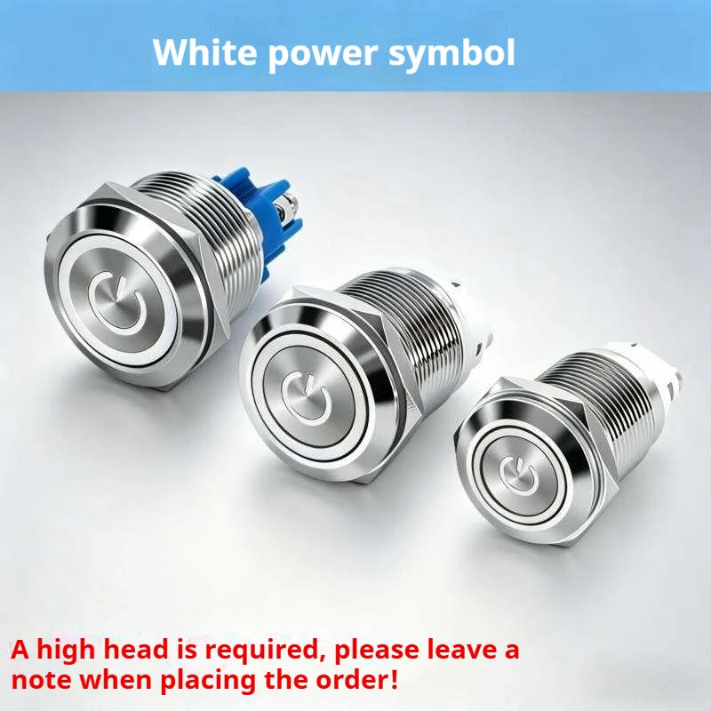 16/19/22MM Push Button Switch Screw Terminal Self-locking Latching Momentary Metal Black 12/24/220V Waterproof Power Start Stop