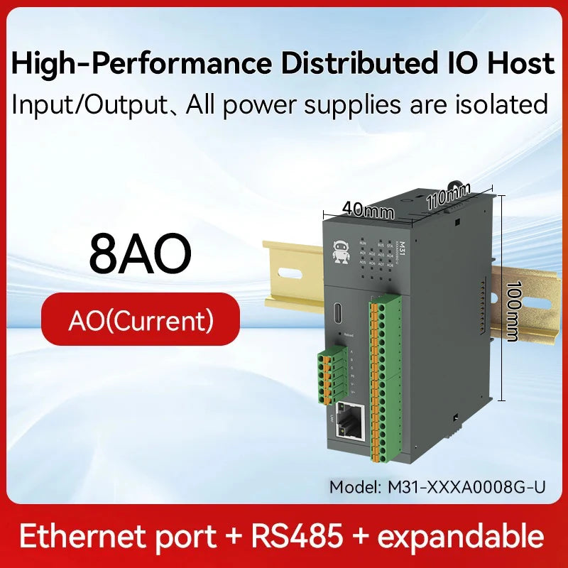 RS485 RJ45 DI/DO/AO/AI Distributed Remote IO Module CDEBYTE M31-U Series Modbus NEW Version Support PNP NPN DIP Free Splicing