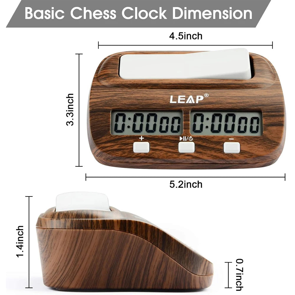 LEAP Chess Clock Digital Chess Timer with Count up / Countdown Timer for Board Games Timer with Alarm Function Wood Appearance