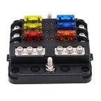 6/12 Way Blade Fuse 12-24V Car Boat Fuse Box Holder with Plastic Cover for Power Panel Board Camper RV Accessorie