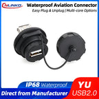 CNLINKO Waterproof USB 2.0/3.0 Connector – Industrial Electrical Receptacle, Data Transfer Female Socket for Harsh Environment