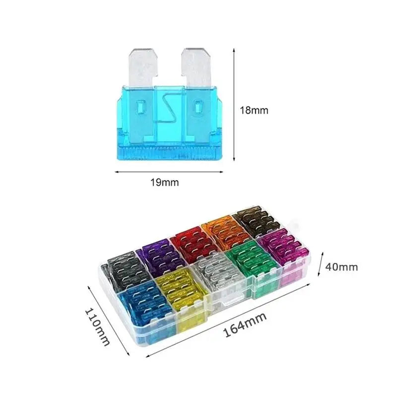50/100Pcs Car Fuses Kit Assorted Auto Truck Standard Blade Fuse Assortment 2A 3A 5A 7.5A 10A 15A 20A 25A 30A 35A Auto Fuse
