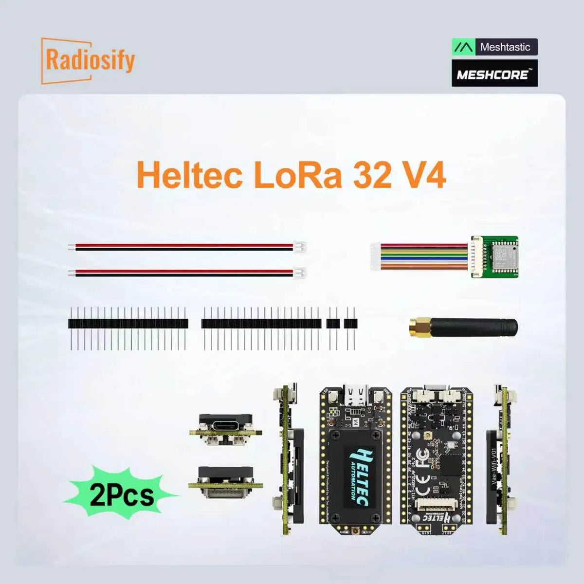 2Pcs Heltec LoRa 32 V4 2Pcs ESP32-S3 SX1262 Meshtastic MeshCore LoRaWAN WiFi BLE OLED Dev Board