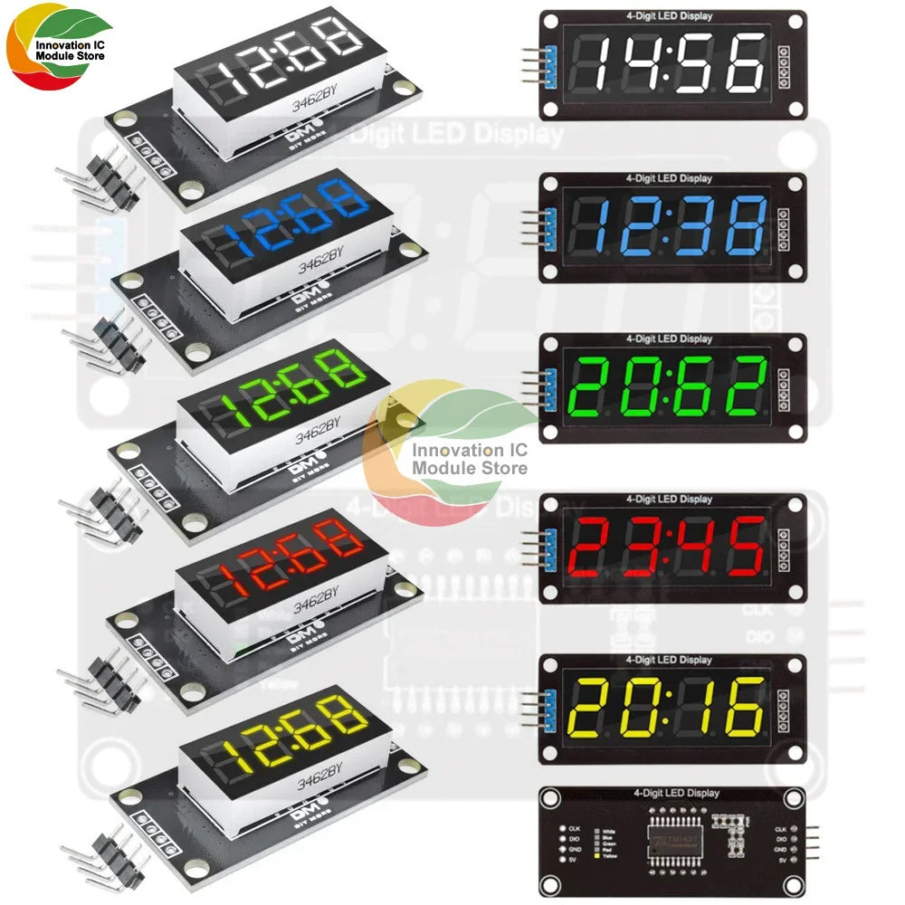 TM1637 Clock Module 4-digit LED 0.36" 0.56" Display Tube 7-segment LED Display Clock Dual Dot Module 0.36" 0.56 Inch Arduino