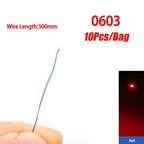 10Pcs/Set DIY Model Kits LED 0402 0603 0805 1206 SMD Lamp Wired Micro LED Chip 3V 30cm Pre-Soldered Miniature Scenes Toy Lights