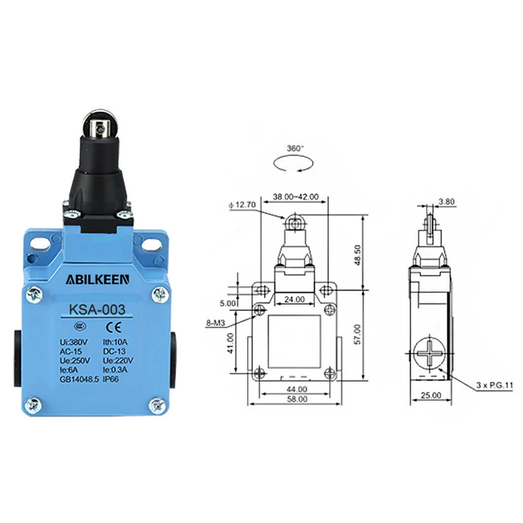 ABILKEEN Stainless Steel IP66 Waterproof KSA Series Industrial Machine Limit Switch Multiple Styles Limit Switch Available