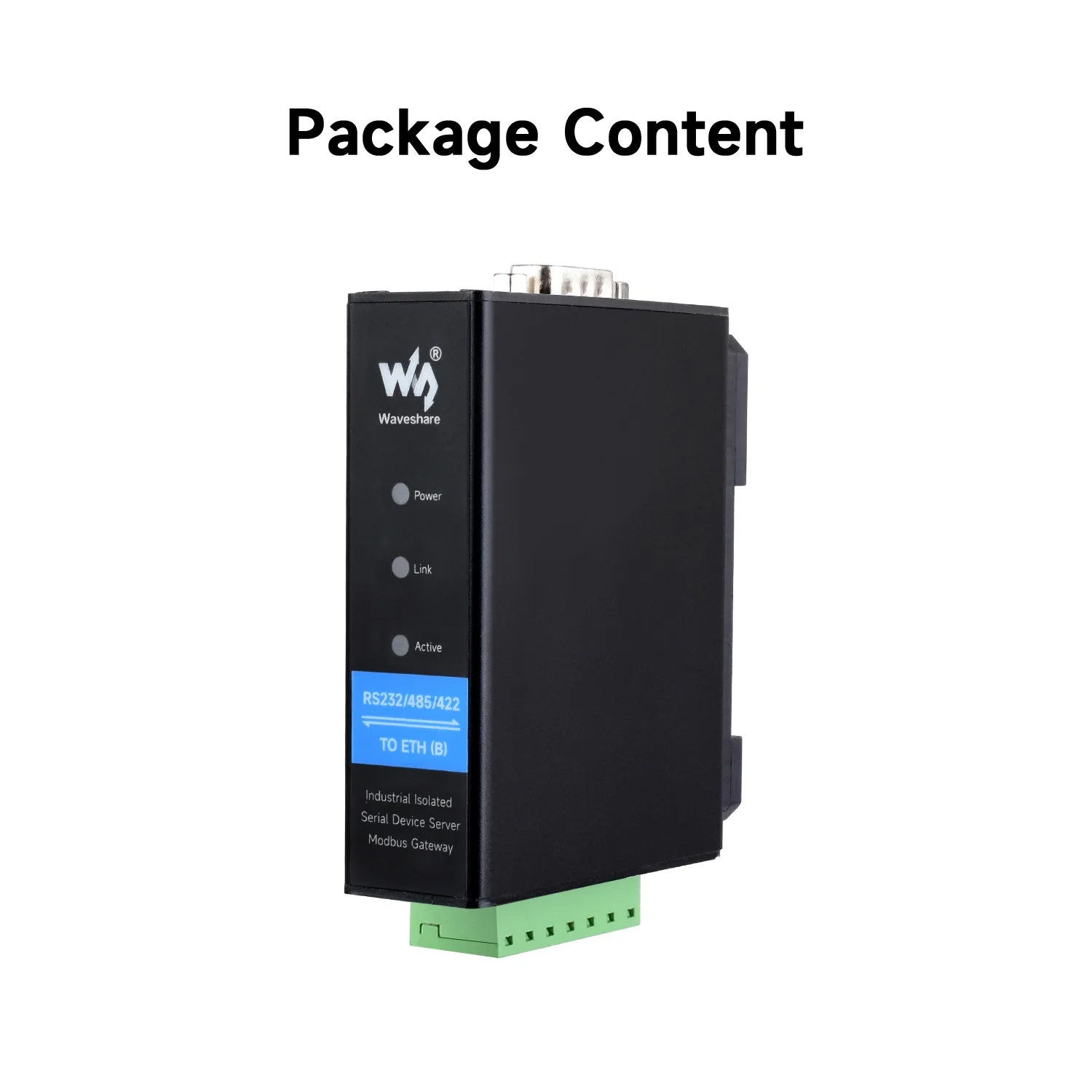 Waveshare Rail-Mount Serial Server, RS232/485/422 To RJ45 Ethernet Module, TCP/IP To serial, Modbus Gateway MQTT Gateway,POE Opt