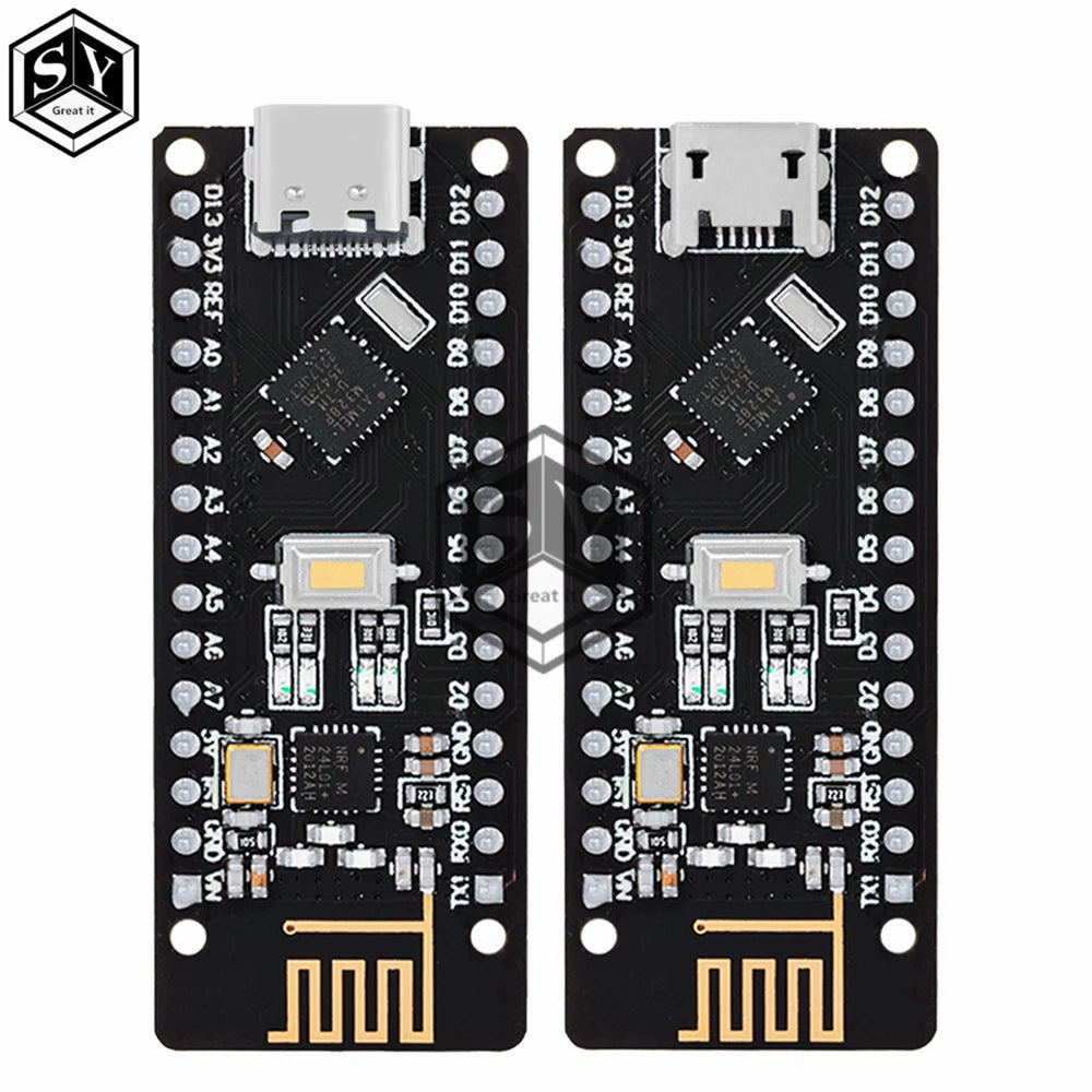 RF-Nano for Arduino Nano V3.0, Micro USB Nano Board ATmega328P QFN32 5V 16M CH340, Integrate NRF24l01+2.4G wireless