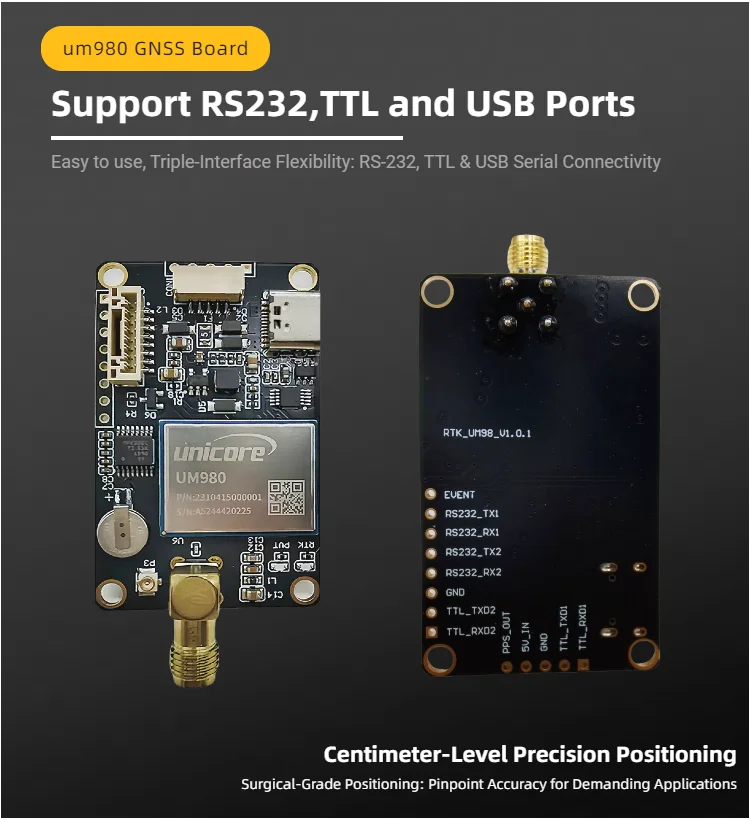 UM982 GNSS Unicorecomm GPS RTK Module Centimeter-Level Differential Relative F9P Positioning Orientation UM981 UM980 for Drone