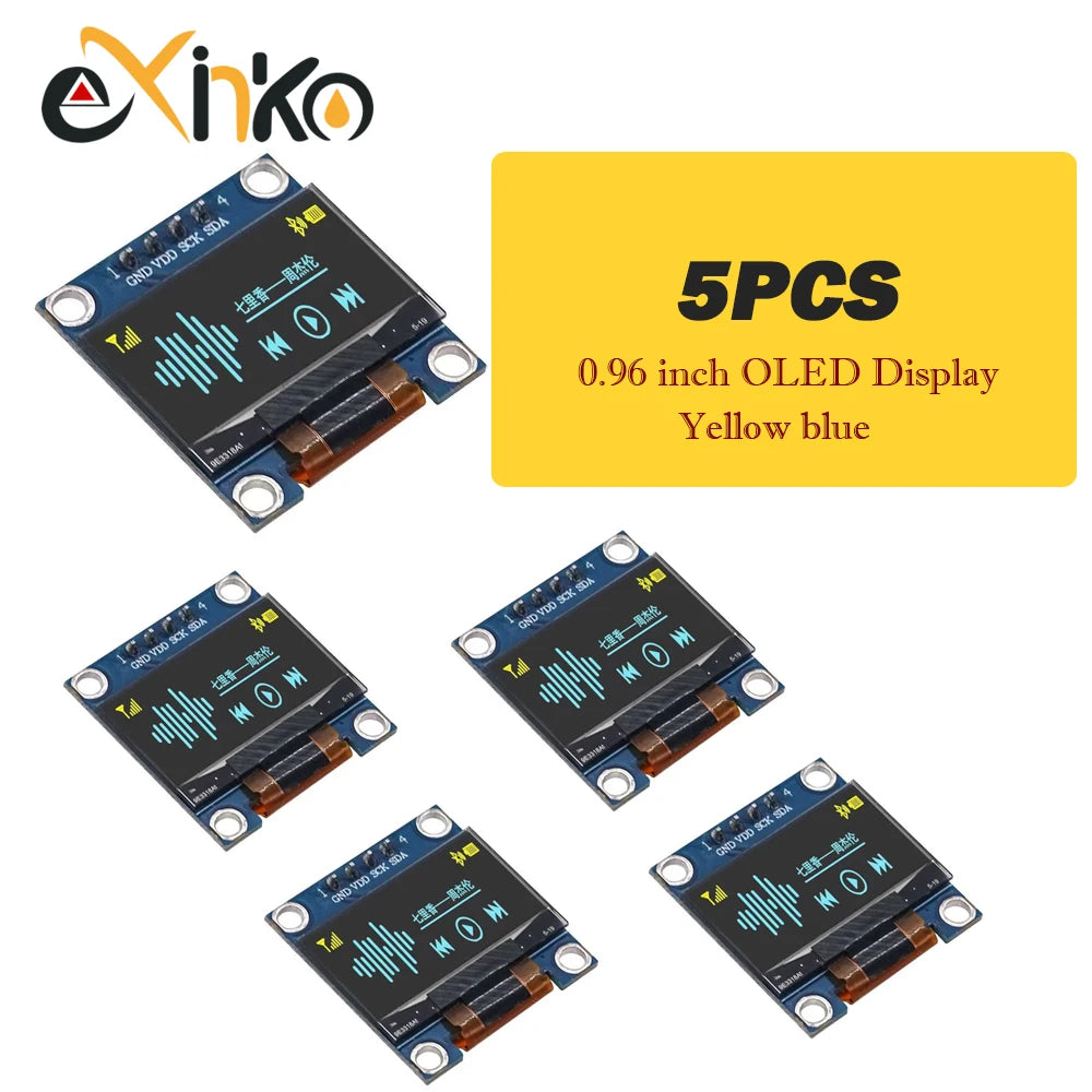 1-10pcs 0.96 Inch OLED Display Module I2C IIC SPI Serial 128X64 LCD 3.3-5V 4 Pin White/Blue/Yellow Blue  for Arduino