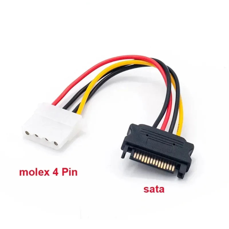 Sata Extension Cord Hard Drive Disk Power Supply Cable Adapter For PC 4 Pin Molex IDE To 15 Pin SATA Power Cable Male To Female