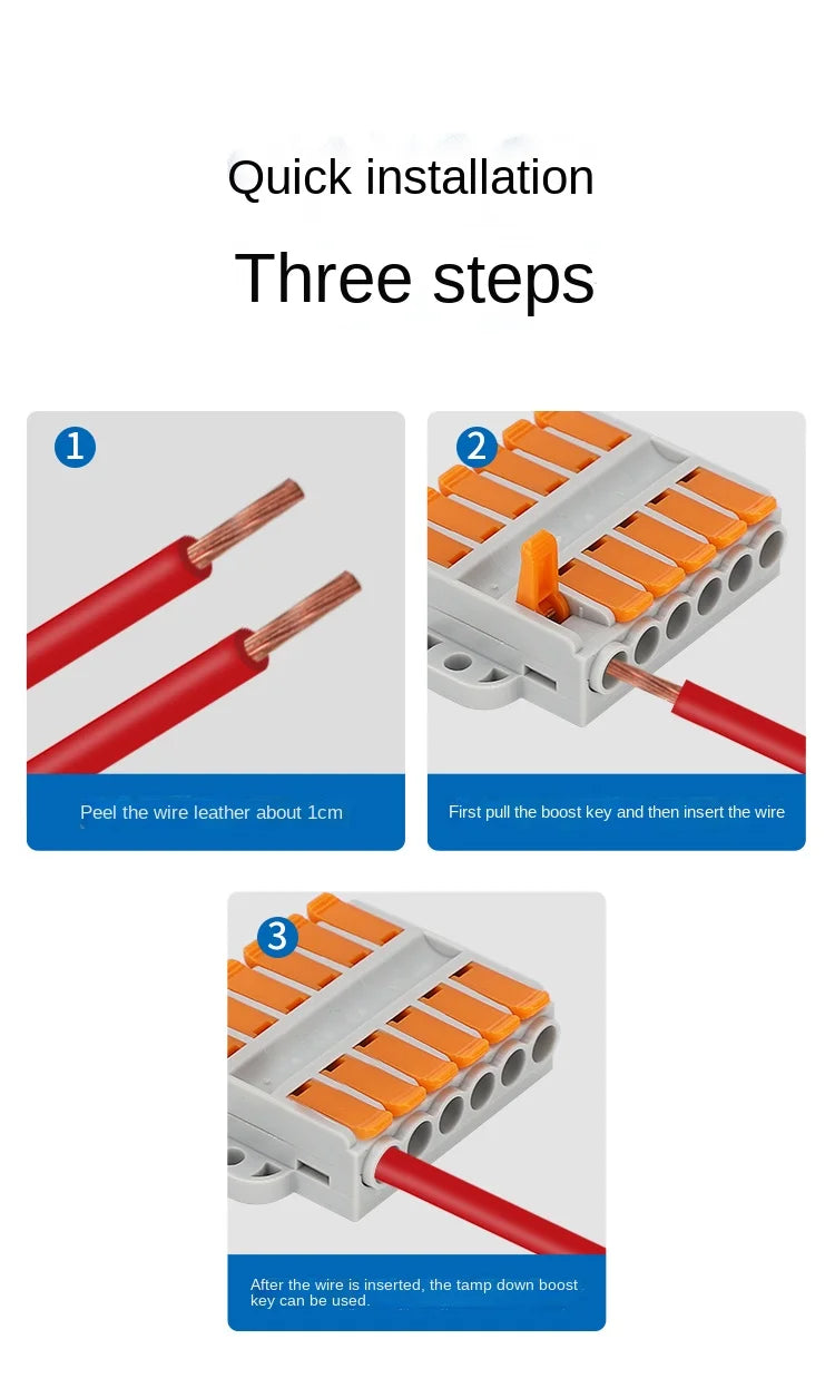 Wire Connector 2/3/4/5/6 Pin Universal Docking Fast Wiring Conductors Push-in Terminal Block Cable Splitter High Power Connector