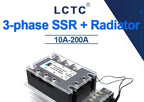 LCTC Three Phase Solid State Relay SSR Zero Cross 3-phase Load Relay 3-32VDC Control With Radiator 380V10A 25A 40A 60A 80A 100A