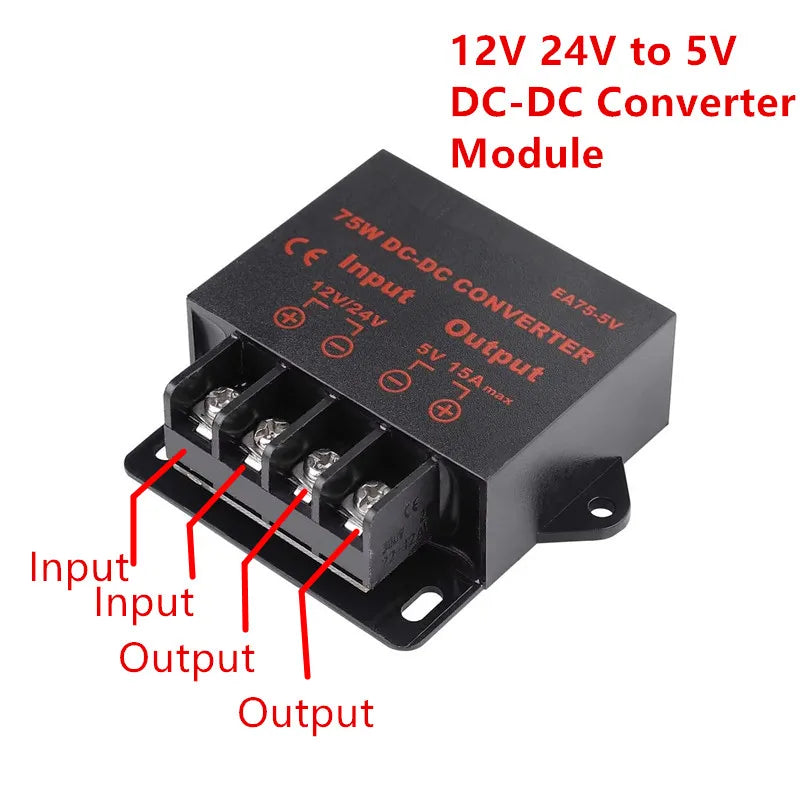 12V 24V to 5V 5A 10A 15A DC DC Converter Step Down Voltage Regulator Buck Converter Car Power Supply Transformer Module