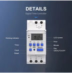 TOMZN 1NO 1NC Din Rail Single Phase Weekly 7 Days Programmable Digital TIME SWITCH Relay Timer AC 220V 230V 12V 24V 48V 16A