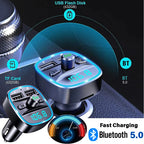 Bluetooth 5.0 LED Display Bluetooth FM Transmitter Car Charger Dual USB Port Handsfree Calling Wireless Audio Receiver For Car