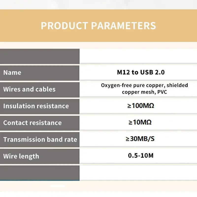 M12 to USB Cable Connector 4Pin 5 Pin A/D/B Code to USB Scanner Cable Industrial Camera USB to M12 Male Female Extension Line