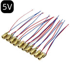 Latest 10pcs Adjustable Mini Laser Pointer Diode RED Dot Laser Diod Circuit 3V/5V 5mW 650nm Module Pointer Sight Copper Head