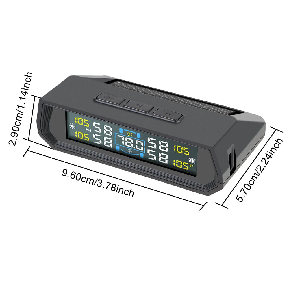 Temperature Warning Fuel Save Tire Pressure Monitoring System Solar TPMS With 4 External Sensors Car Tyre Pressure Monitor