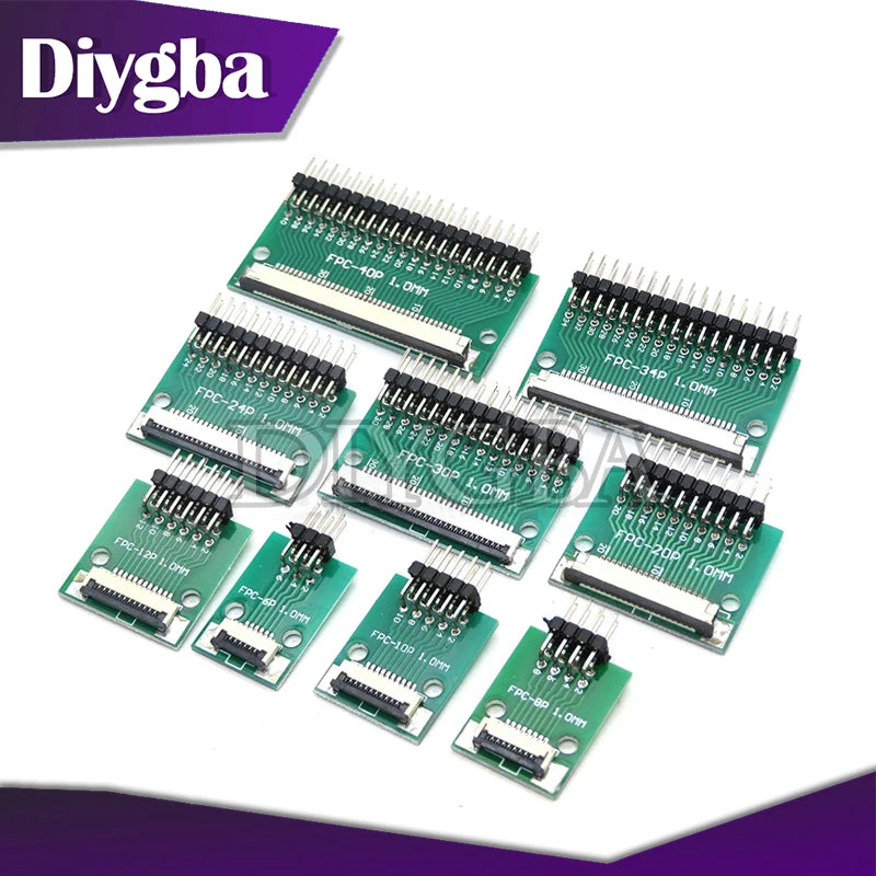 FPC FFC Adapter Board 0.5mm 1.0mm To 2.54mm Connector Straight Needle And Curved Pin 6 8 10 12 20 24 26 30 34 40 50 60 Pin