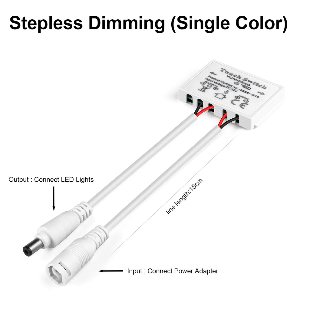 HOT DC12V-24V Dimmable Touch Sensor Switch For Single Color/ CCT Adjustable LED Strip Light Bathroom Mirror Backlight Switch