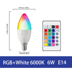1-10PCS LED Intelligent RGBW Bulb GU10 E27 E14 24 Key Infrared Remote Control AC110V 230V 6W 10W Color Plus White Light Dimming