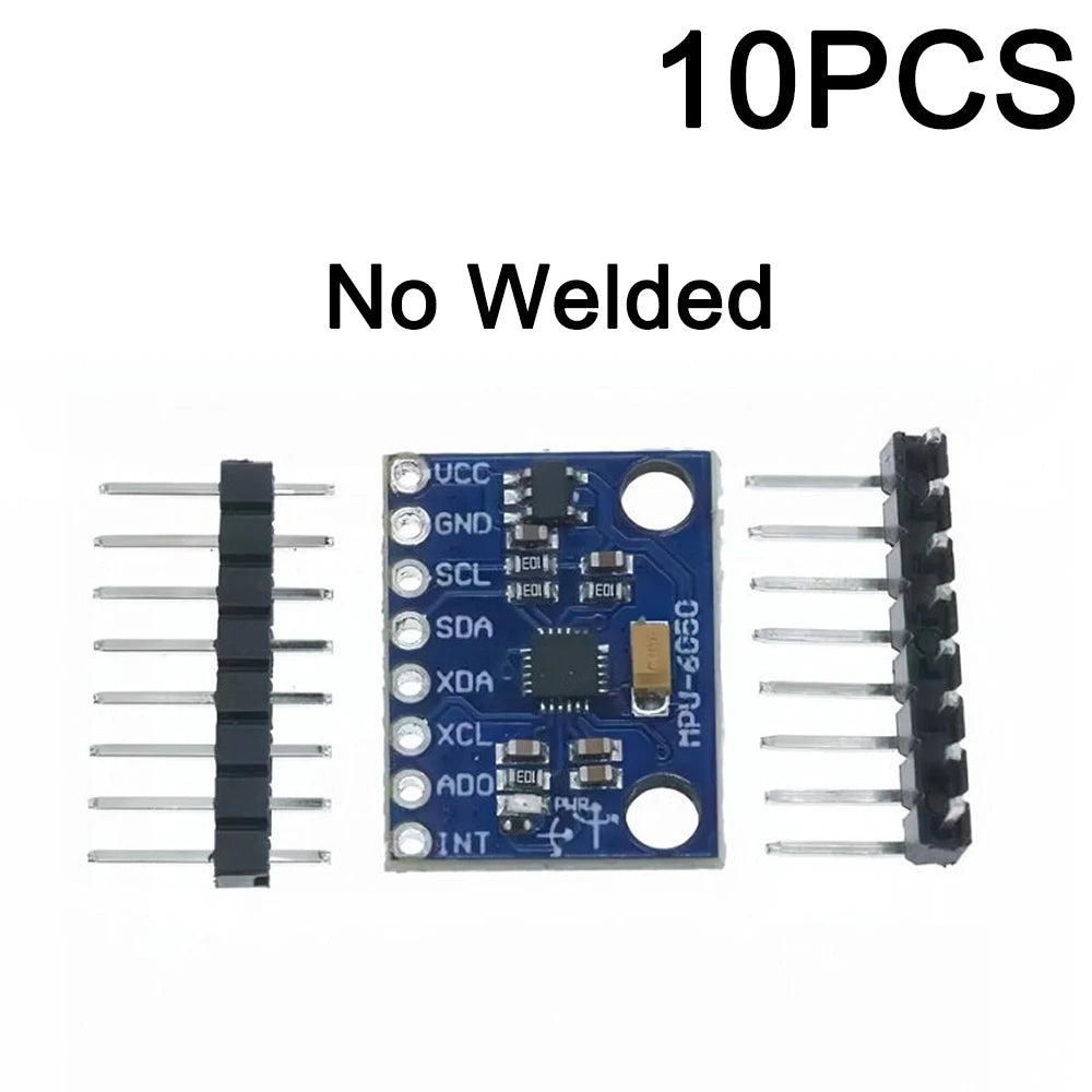 10PCS MPU-6050 6DOF 3-Axis Accelerometer Gyroscope Module GY-521 for Arduino IMU Sensor I2C DIY Robotics UAV Stabilization