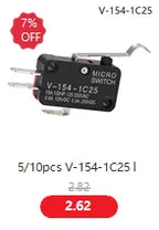 V-15 V-151 V-152 V-153 V-154 V-155 V-156-1C25 Micro Switch 16A 250VAC SPDT Momentary Travel Limit Switch 1NO1NC Lever Roller