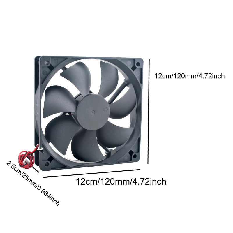 120mm Axial Flow Cooling Fan 2-Pin DC5V/12V/24V Compatible with ACP12025 Power Frequency Converter for Chassis